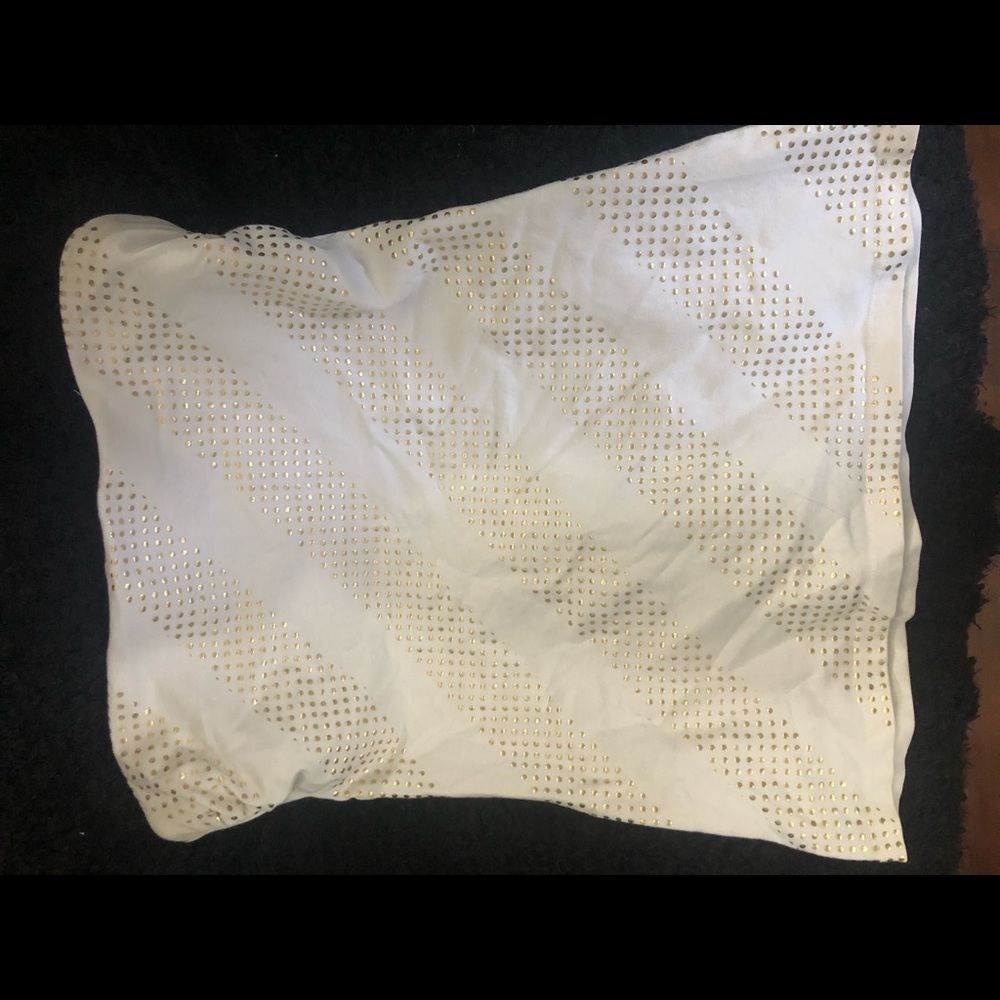 White & Gold Strapless Top